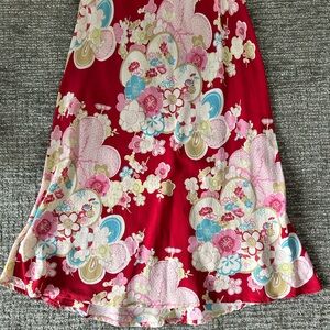Elegant Floral A-Line Skirt in Red